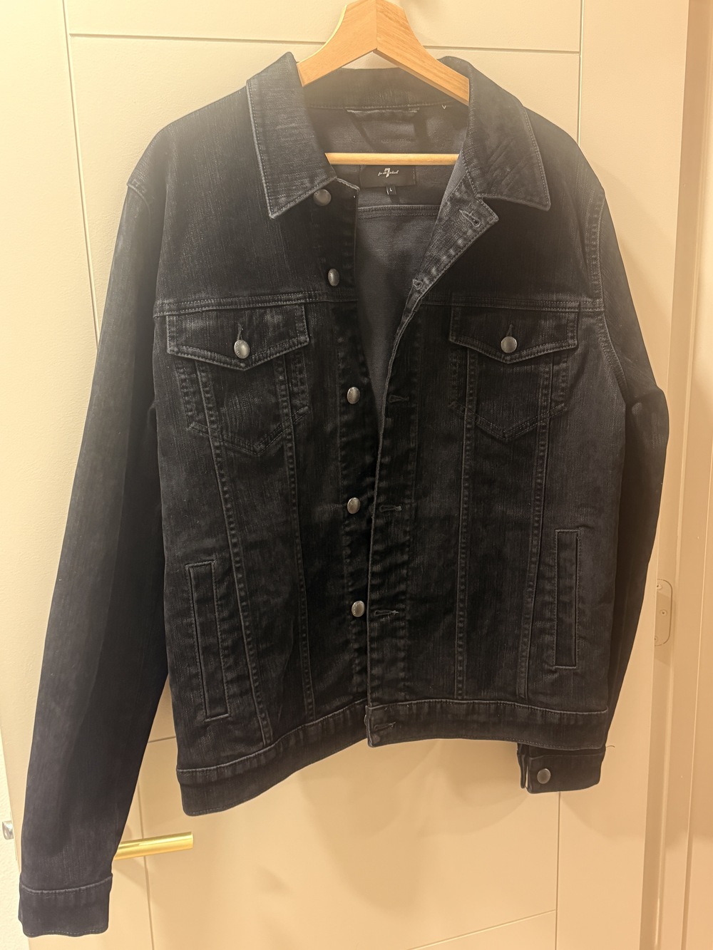 7 For All Mankind Black Denim Trucker Jacket Men’s Size Large